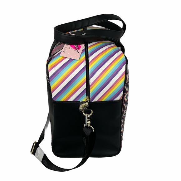 Betsey Johnson Love Weekender and Crossbody Black Rainbow - Picture 3 of 11